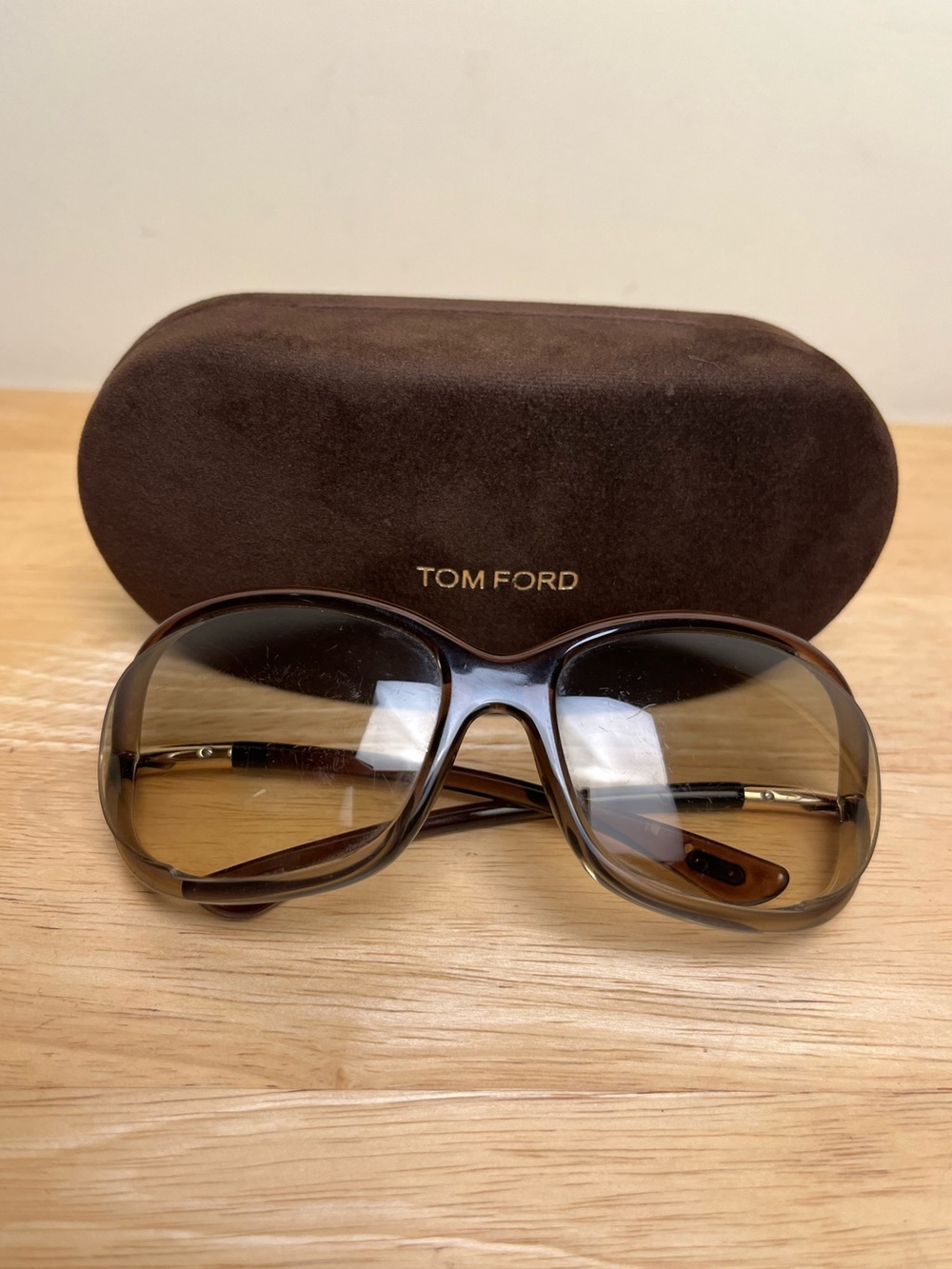 Tom Ford Jennifer Shield Sunglasses Brown Oversized Gradient Women's Y2K 2000s